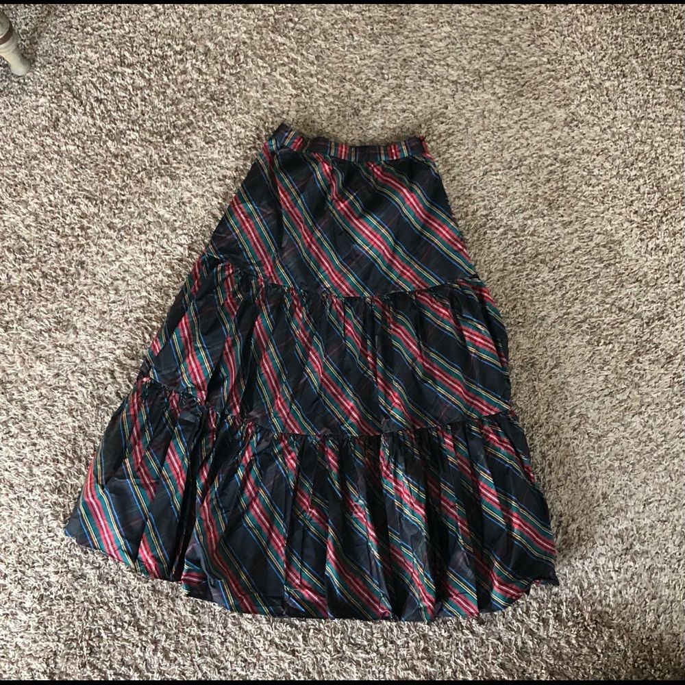 J. Crew Black Tartan Plaid Tiered Skirt, XS